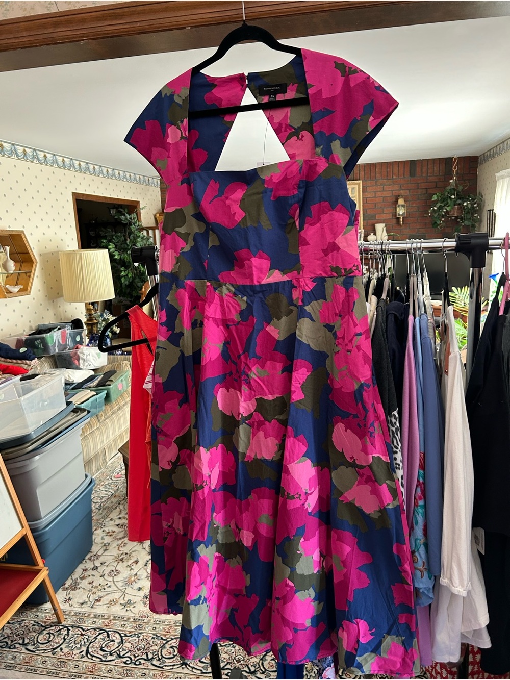 Banana Republic Square-Neck Floral Dress -Size XL NEW with TAG